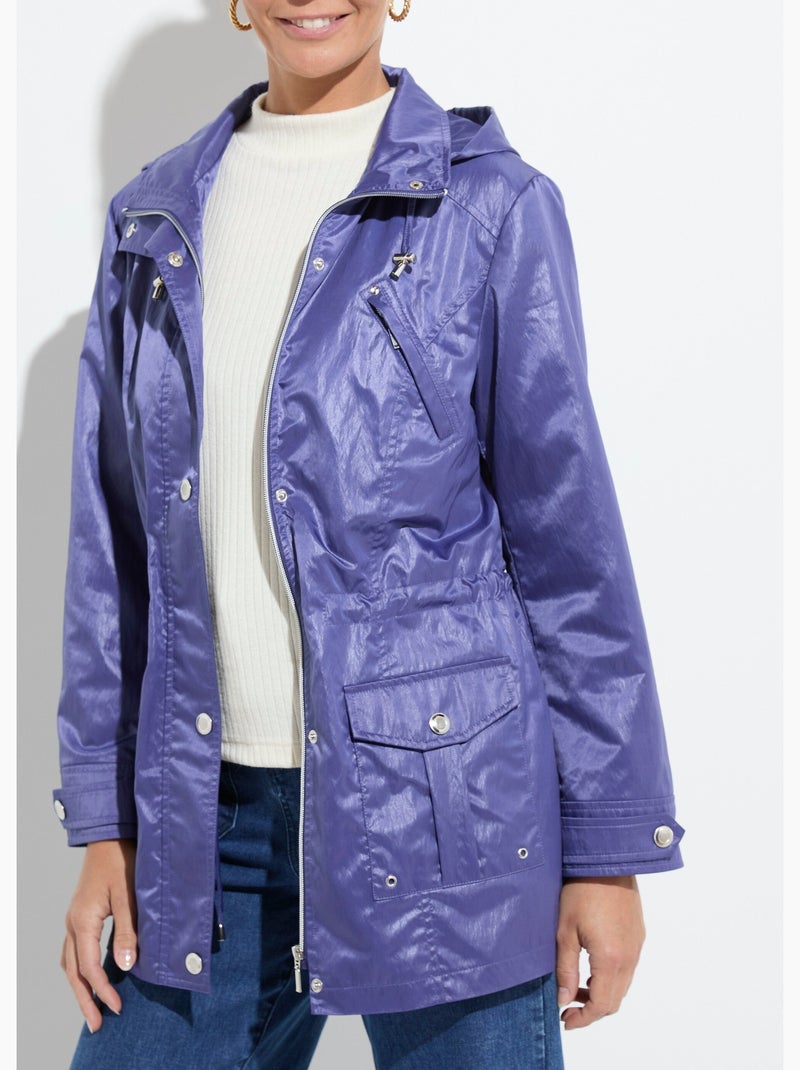 Parka zippée pressionnée, effet satiné - Afibel Indigo - Kiabi