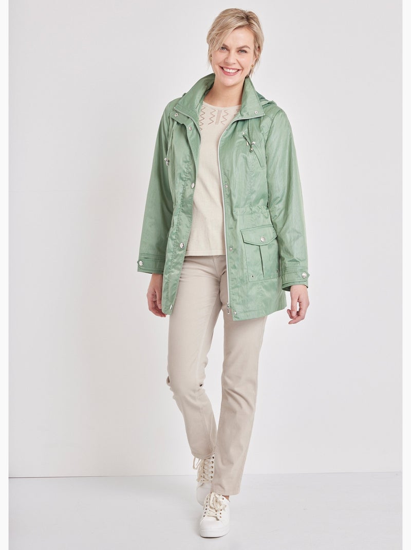 Parka zippée pressionnée, effet satiné - Afibel Vert amande/Mauve/Marine - Kiabi