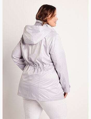 Parka zippée pressionnée, effet satiné