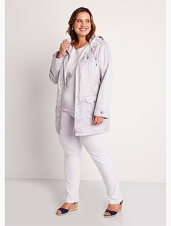 Parka zippée pressionnée, effet satiné