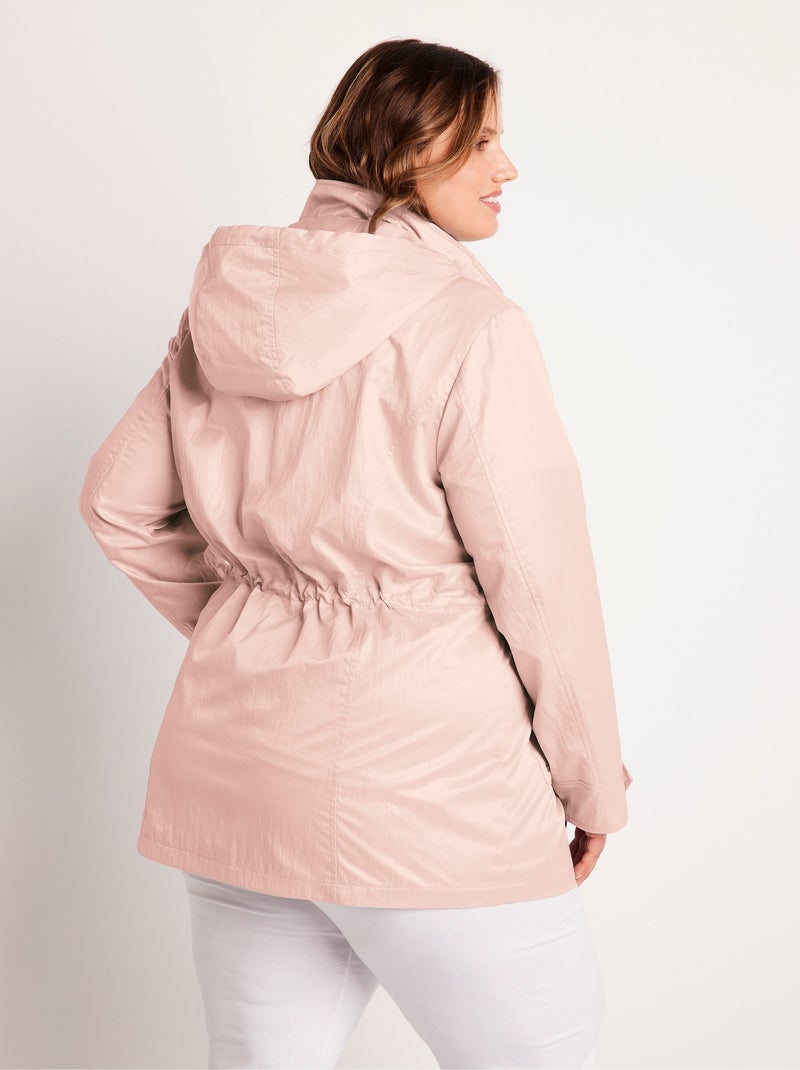 Parka zippée pressionnée, effet satiné Rose - Kiabi