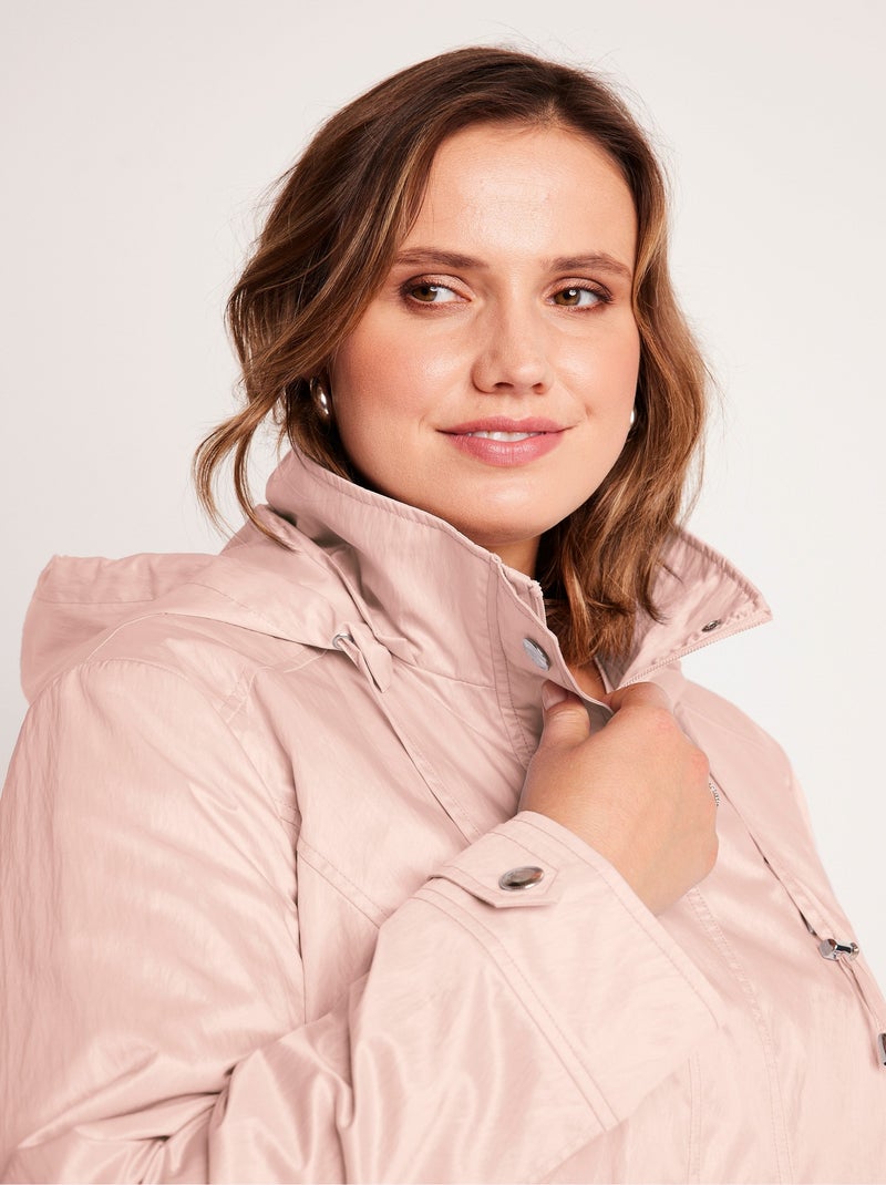 Parka zippée pressionnée, effet satiné Rose - Kiabi