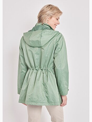 Parka zippée pressionnée, effet satiné