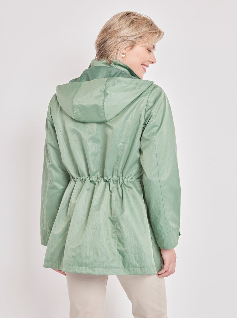 Parka zippée pressionnée, effet satiné Vert - Kiabi