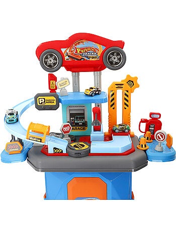 Parking urbain 2 en 1 avec 3 voitures métalliques et mallette portable (47 x 24 x 66 cm) speed & go