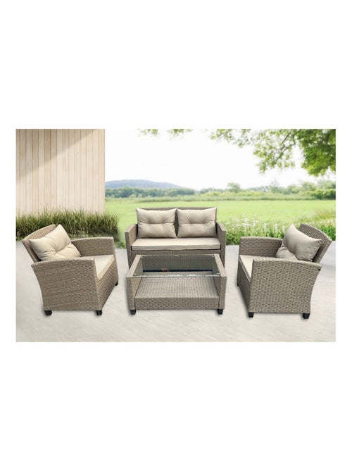 Parma - salon de jardin 4 places en résine tressée gris/beige - Kiabi