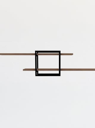 PARO - Etagère murale design - 2 rangements - bois et noir