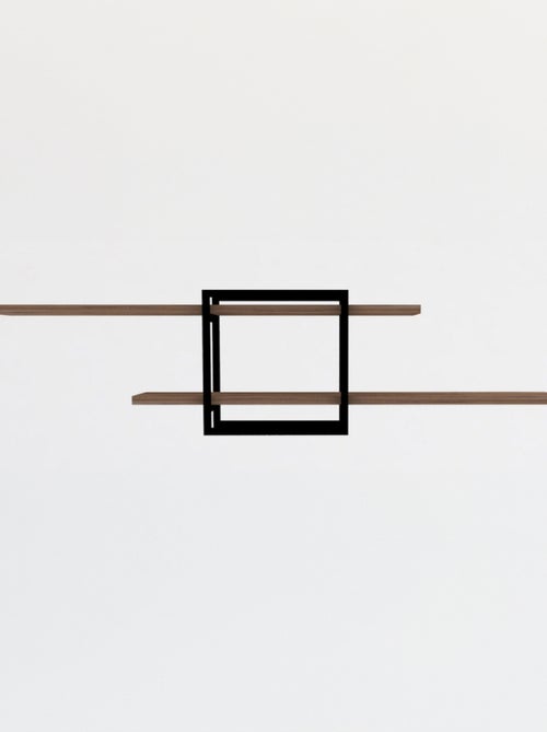 PARO - Etagère murale design - 2 rangements - bois et noir - Kiabi