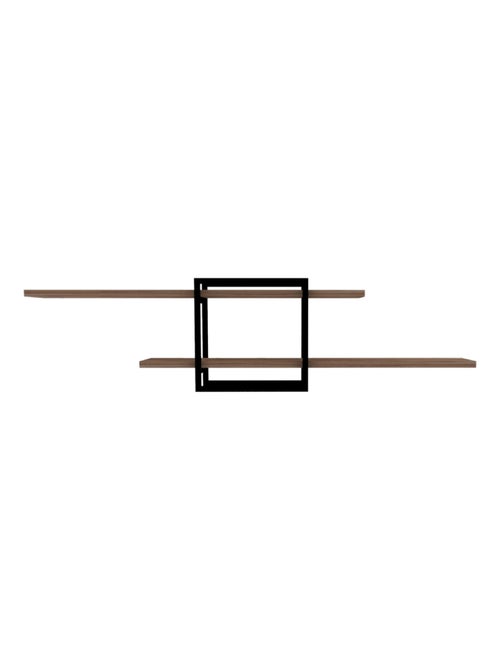 PARO - Etagère murale design - 2 rangements - bois et noir - Kiabi