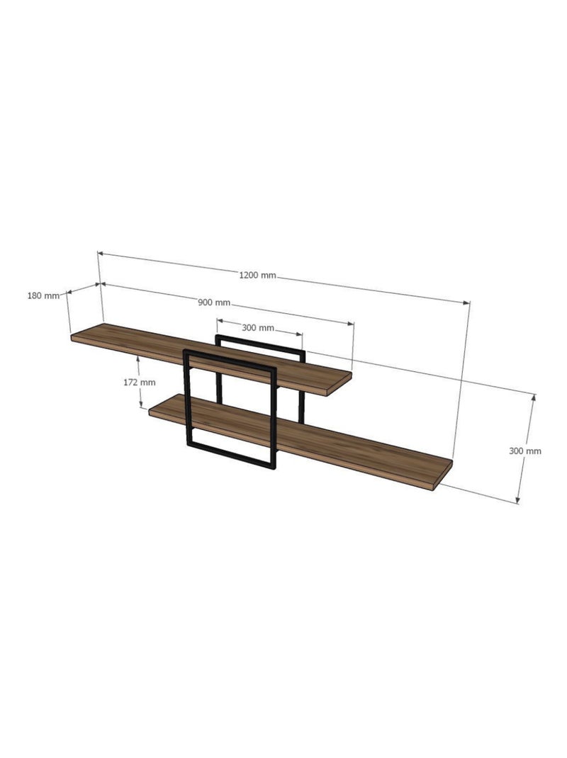 PARO Etagère murale design - 2 rangements - bois et noir Beige - Kiabi