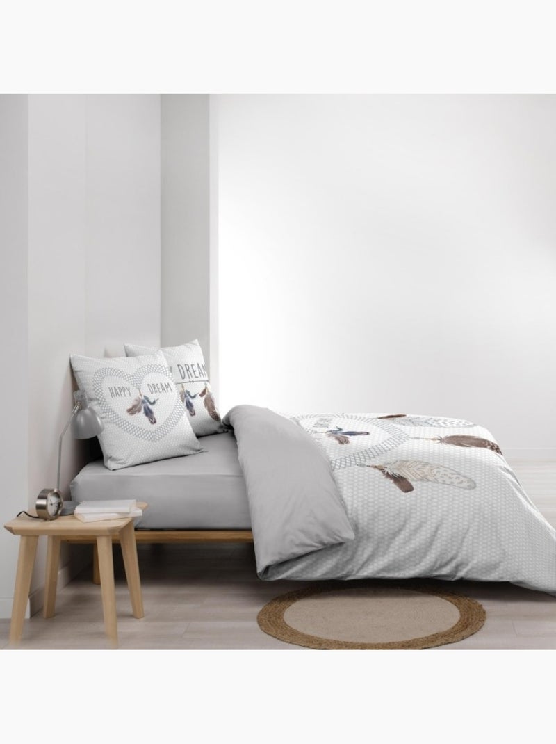 Parure 3 p. coton 42 fils + 2 taies Happy dream Blanc - Kiabi