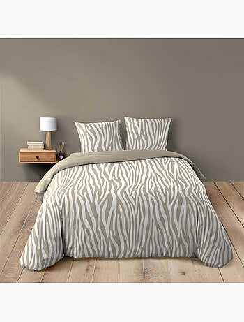 Parure 3 pièces 240 x 220 cm imprimé 100% coton 42 fils allover zebris