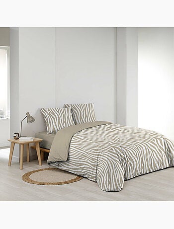 Parure 3 pièces 240 x 220 cm imprimé 100% coton 42 fils allover zebris