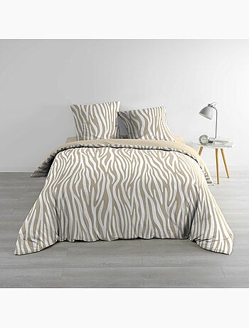 Parure 3 pièces 240 x 220 cm imprimé 100% coton 42 fils allover zebris