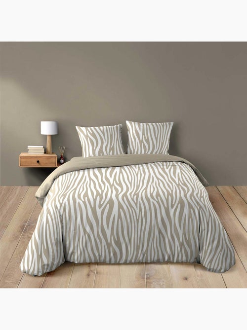 Parure 3 pièces 240 x 220 cm imprimé 100% coton 42 fils allover zebris - Kiabi Parure 3 pièces 240 x 220 cm imprimé 100% coton 42 fils allover zebris - Kiabi