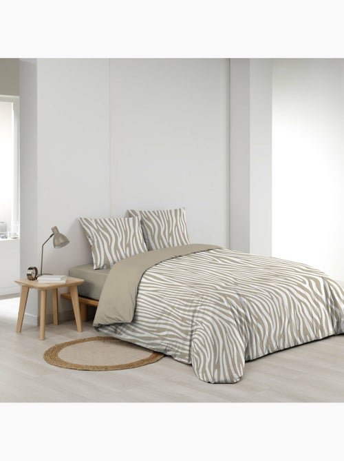 Parure 3 pièces 240 x 220 cm imprimé 100% coton 42 fils allover zebris - Kiabi Parure 3 pièces 240 x 220 cm imprimé 100% coton 42 fils allover zebris - Kiabi