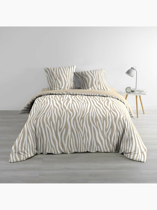 Parure 3 pièces 240 x 220 cm imprimé 100% coton 42 fils allover zebris - Kiabi Parure 3 pièces 240 x 220 cm imprimé 100% coton 42 fils allover zebris - Kiabi