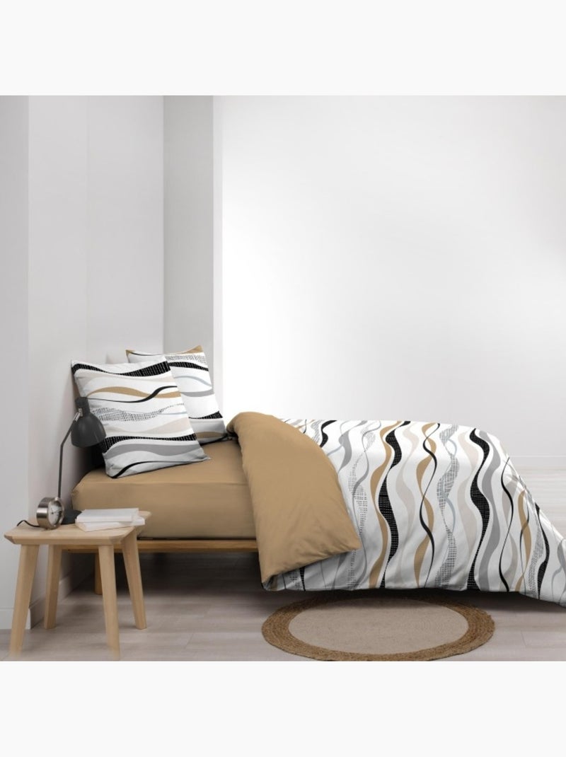 Parure 3 pièces polycoton 52 fils Beige naturel - Kiabi
