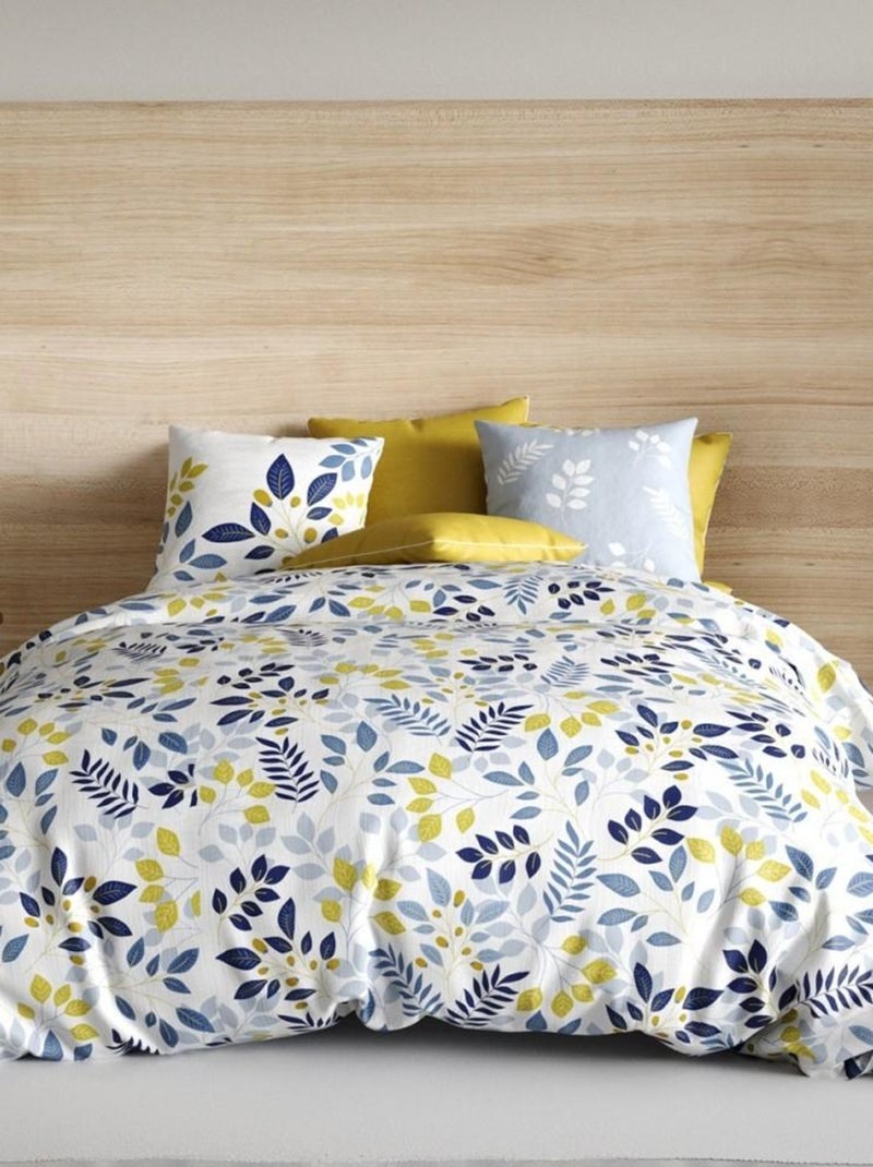 Parure 4 pièces Chloé 2 personnes coton 57 fils DH140 Bleu - Kiabi