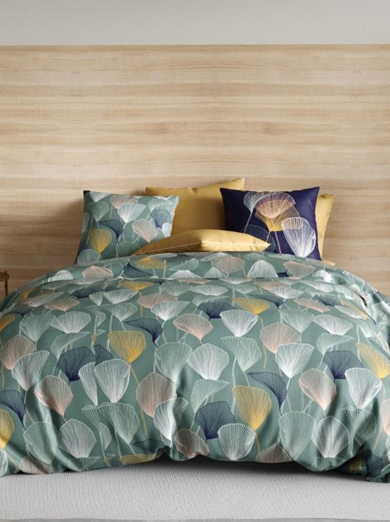 Parure 4 pièces Cottey 2 personnes coton 57 fils DH140 Bleu - Kiabi