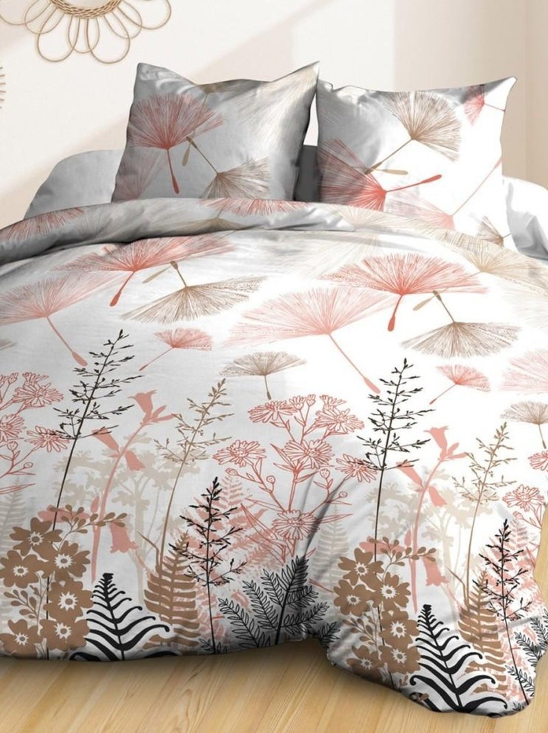 Parure 4 pièces Etamine rose 2 personnes 100% coton 57 fils Rose - Kiabi