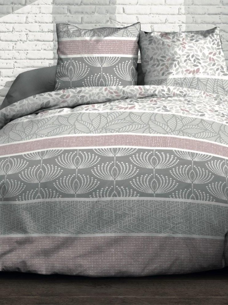 Parure 4 pièces Louise rose 2 personnes 100% coton 57 fils Rose - Kiabi