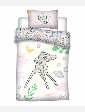 Parure Bébé Disney Bambi 100x140cm + Taie 40x60cm – Fleurs Forêt Pastel – 100% Coton – Licence Offic