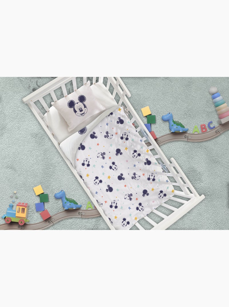 Parure Bébé Disney Mickey Mouse 100x140cm + Taie 40x60cm – Sketch Étoiles Blanc – 100% Coton Beige - Kiabi