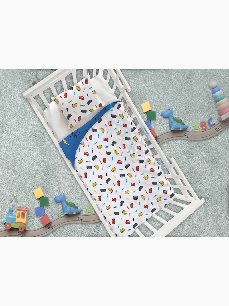 Parure Bébé Disney Pixar Cars Flash McQueen 100x140cm + Taie 40x60cm – Bleu Rouge – 100% Coton Noir Bleu - Kiabi