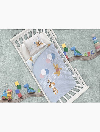 Parure Bébé Disney Winnie l'Ourson 100x140cm + Taie 40x60cm – Winnie & Tigrou Ballons – 100% Coton
