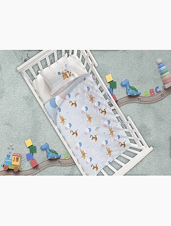 Parure Bébé Disney Winnie l'Ourson 100x140cm + Taie 40x60cm – Winnie & Tigrou Ballons – 100% Coton