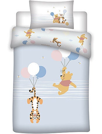 Parure Bébé Disney Winnie l'Ourson 100x140cm + Taie 40x60cm – Winnie & Tigrou Ballons – 100% Coton