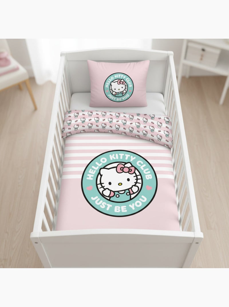 Parure Bébé Hello Kitty 100x140cm + Taie 40x60cm – Club Just Be You Rose Menthe – 100% Coton Noir Rose - Kiabi