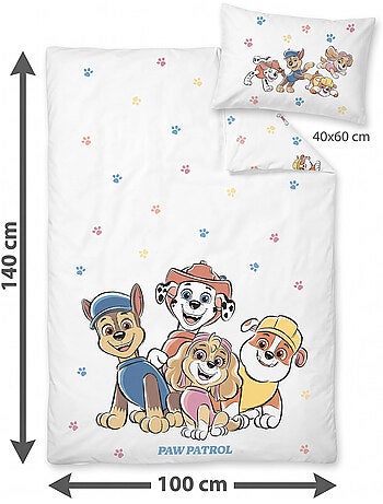 Parure Bébé PAW Patrol 100x140cm + Taie 40x60cm – 100% Coton – Licence