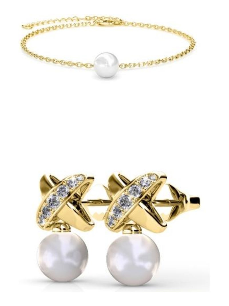 Parure Chris Pearl Crystal - Doré et Cristal Doré/or - Kiabi