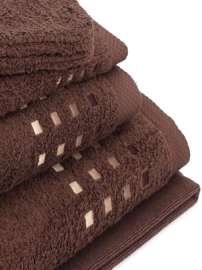 Parure de bain 6 pièces PURE SQUARES Marron - Kiabi