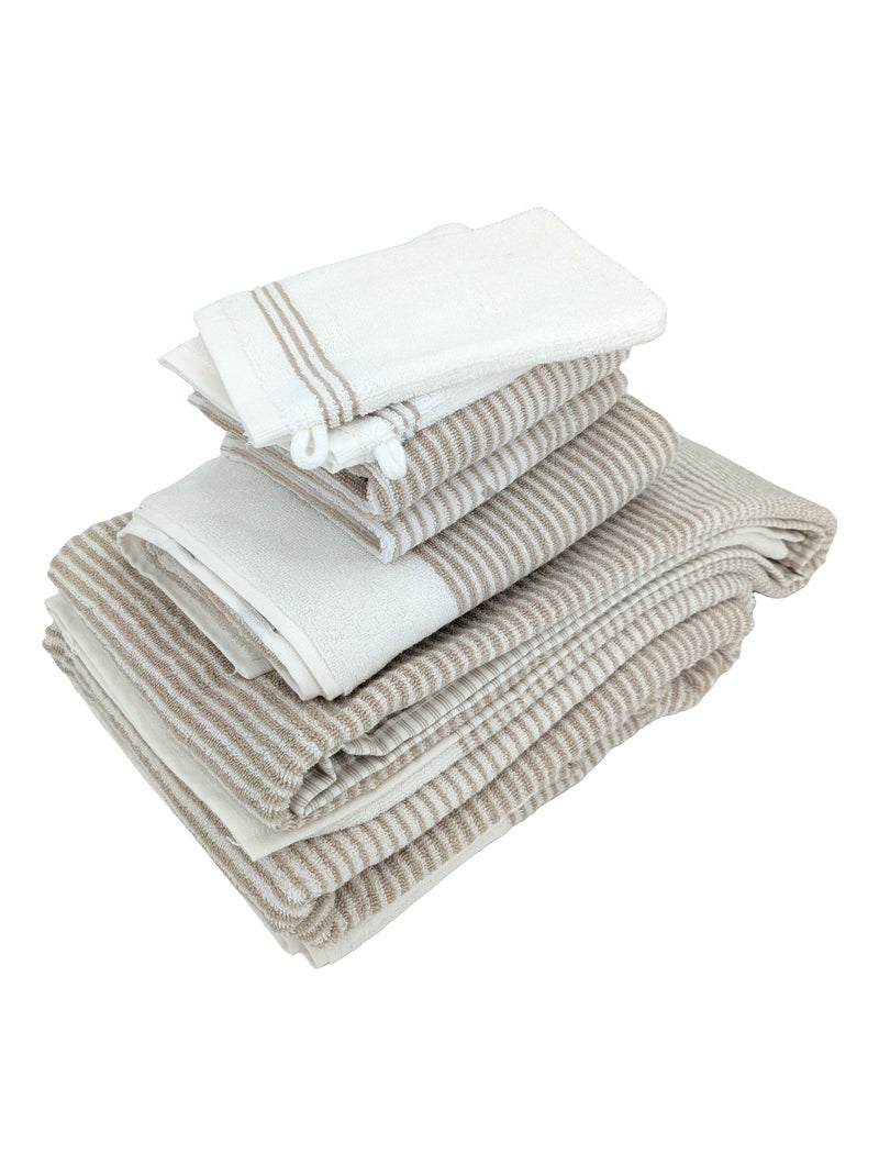Parure de bain collection HORIZON 7 pièces Beige - Kiabi