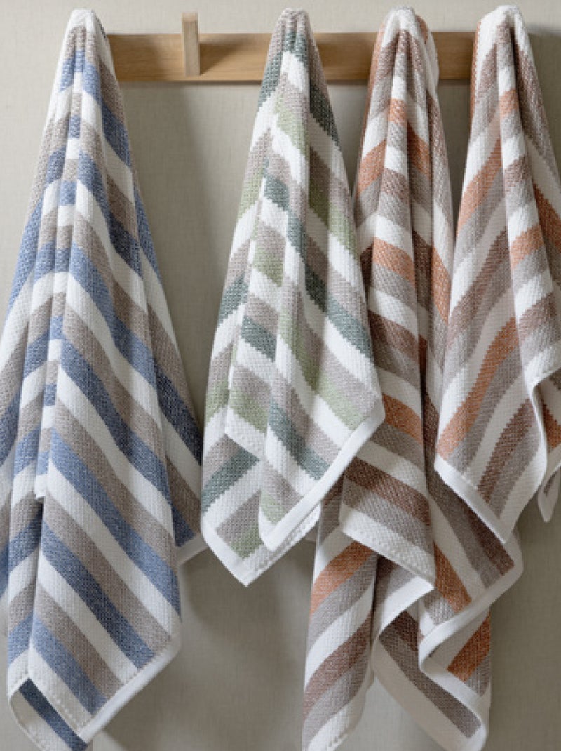 Parure de bain collection VISTA 7 pièces Blanc Bleu - Kiabi