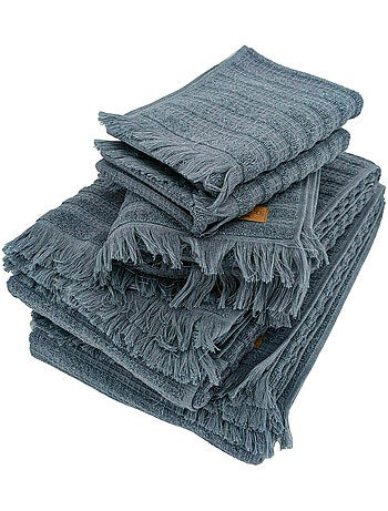Parure de bain coton collection DENIM A rayures