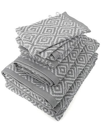 Parure de bain SYMETRIE coton - 7 pièces Losanges