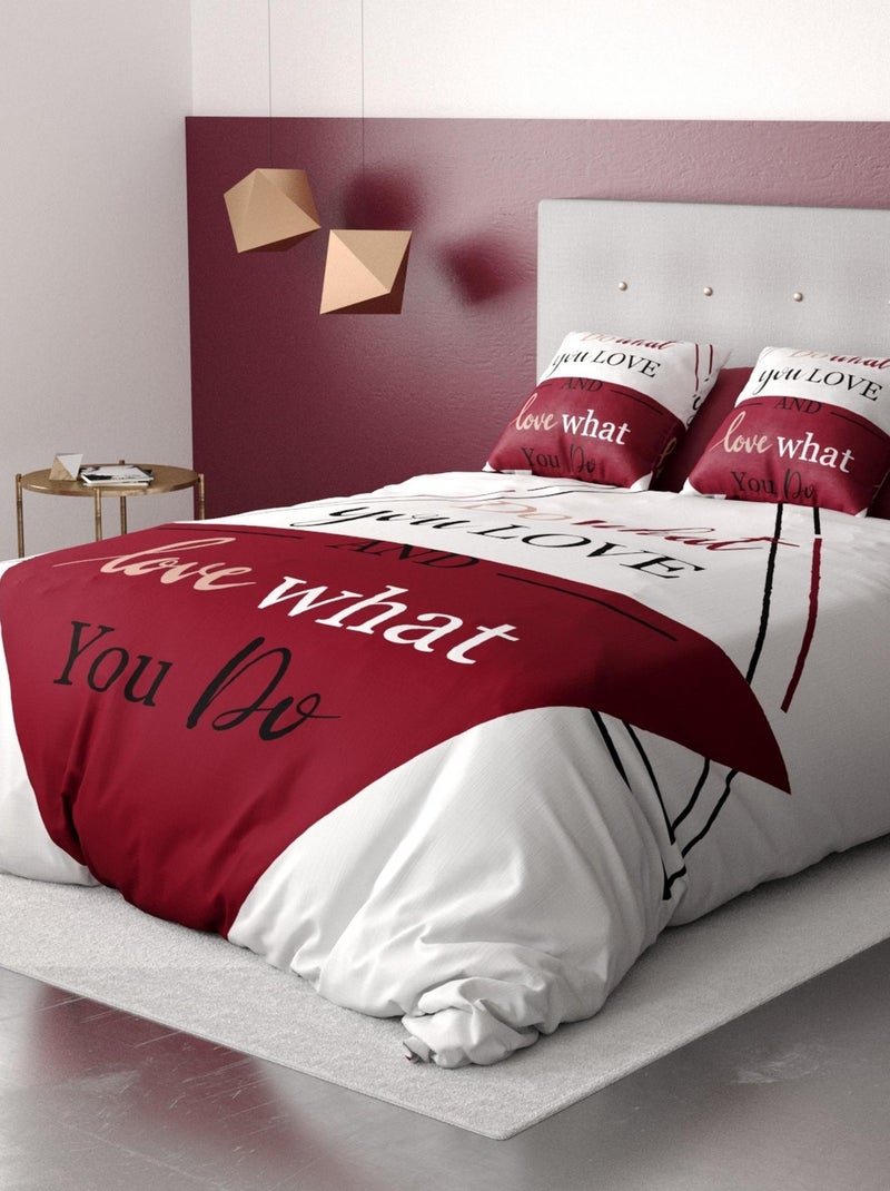 Parure de couette 100% Coton 47 fils Red Love Multicolore - Kiabi