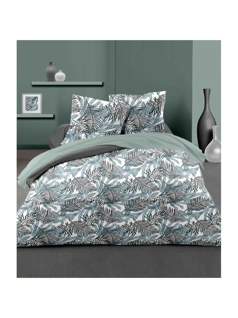 Parure de couette  100%  coton 57 fils     - AMAZONIE Gris - Kiabi