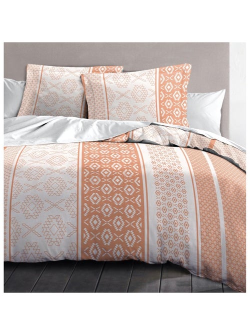 Parure de couette  100%  coton 57 fils   -  ETHNORA - Kiabi