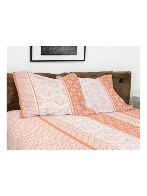 Parure de couette  100%  coton 57 fils   -  ETHNORA - Kiabi