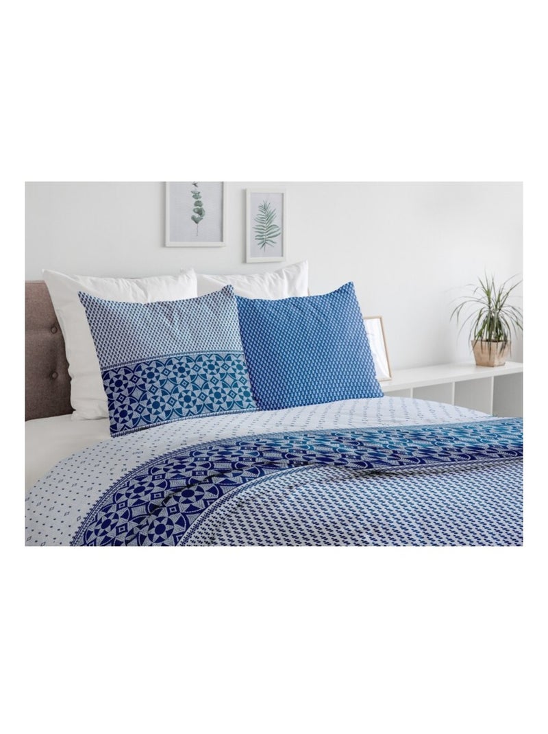 Parure de couette 100% coton 57 fils     - LA NUIT BERBERE Bleu - Kiabi
