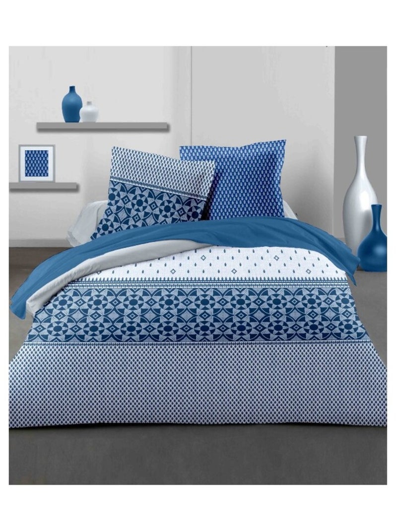 Parure de couette 100% coton 57 fils     - LA NUIT BERBERE Bleu - Kiabi