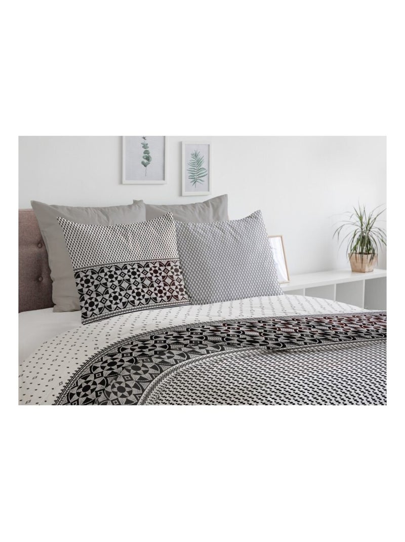 Parure de couette   100%  coton 57 fils     - LA NUIT BERBERE Marron chocolat - Kiabi