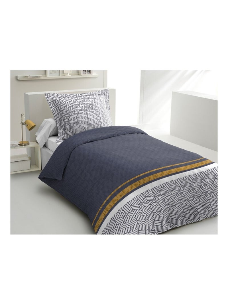 Parure de couette  100%  coton 57 fils     - LE TILT Bleu - Kiabi