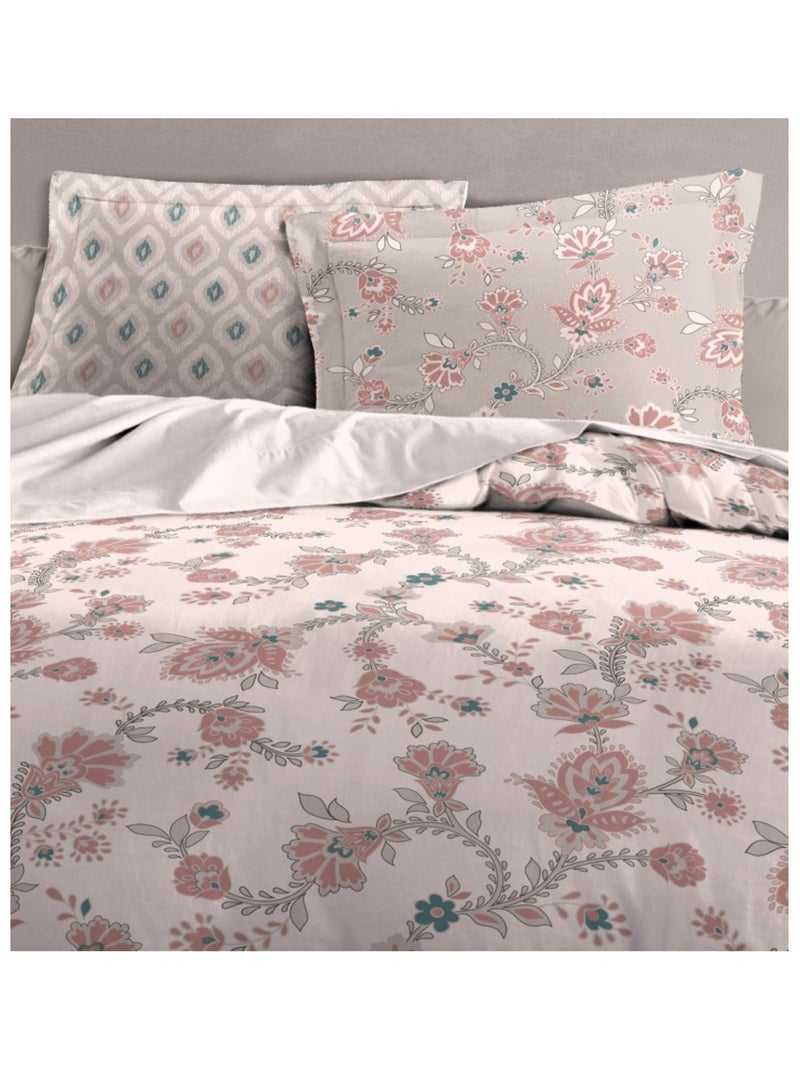 Parure de couette  100%  coton 57 fils     - MARQUISE Rose - Kiabi