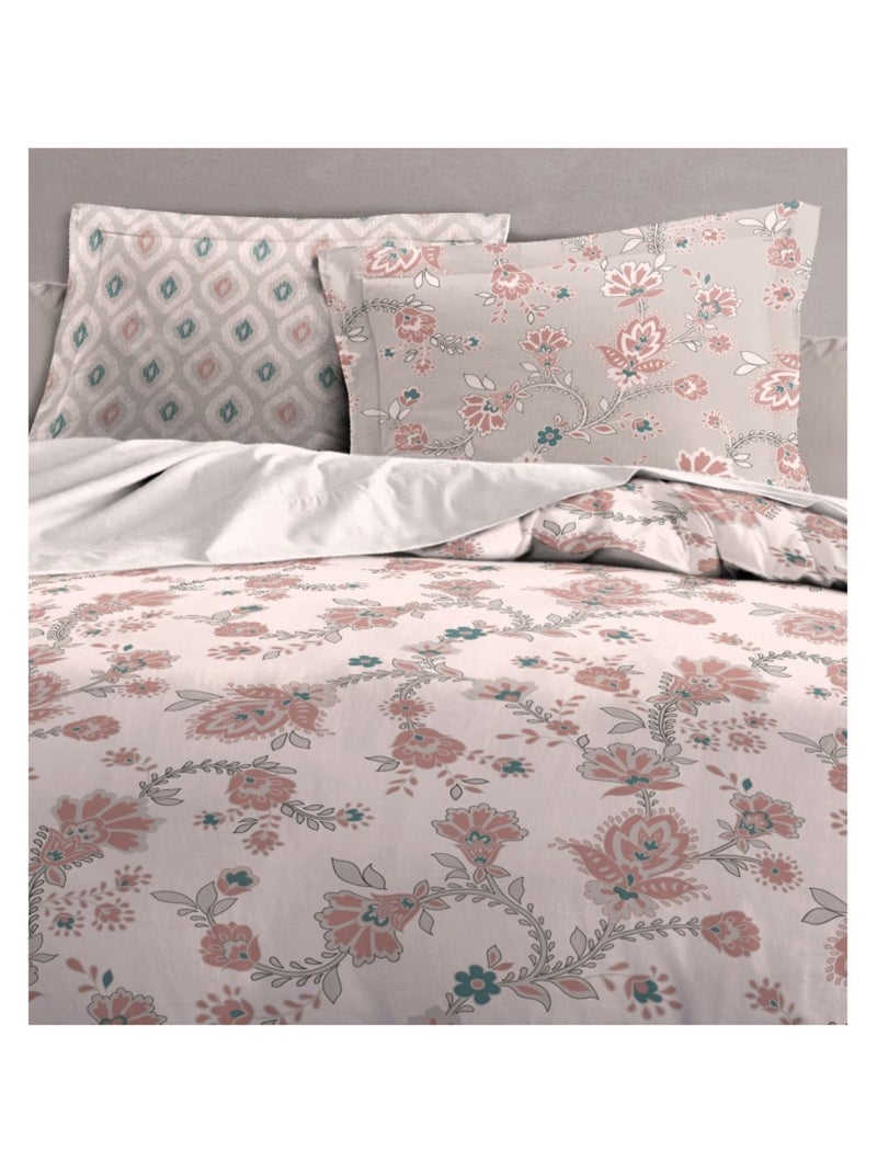 Parure de couette  100%  coton 57 fils     - MARQUISE Rose - Kiabi